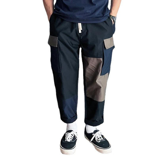 Men's Casual Lightweight Loose Patch Pocket Patchwork Cargo Pants 76325389M