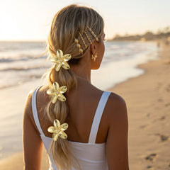 Gold Metal Cuff Elastic Hair Ties