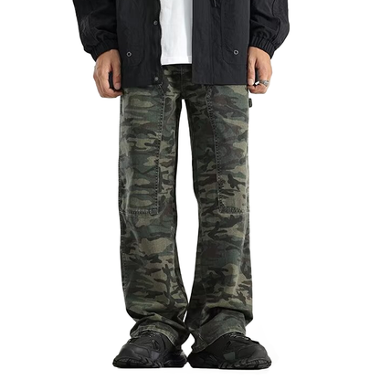 Men's Camouflage Stitching Straight Loose Casual Cargo Pants 48986329Z