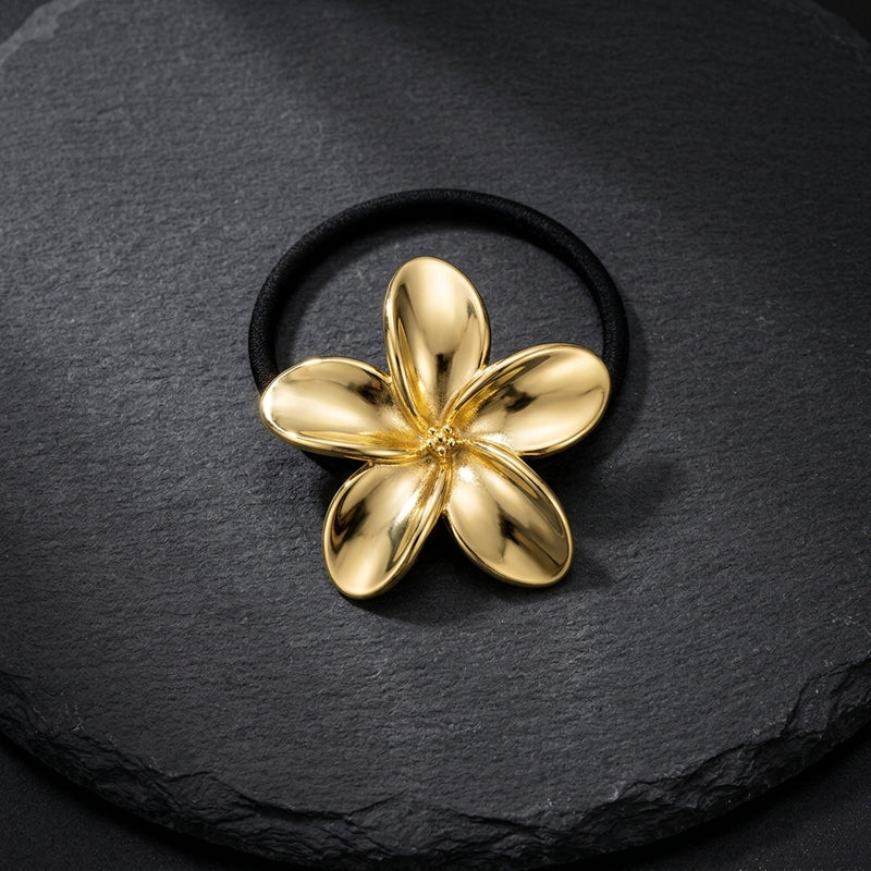 Gold Metal Cuff Elastic Hair Ties