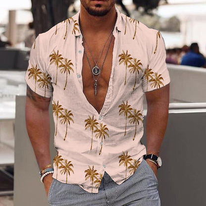 CAMISA DE SOLAPA CON ESTAMPADO HAWAIANO