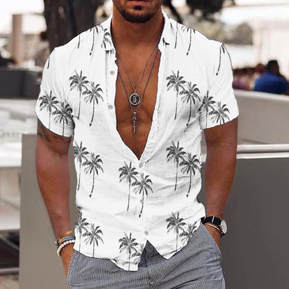 CAMISA DE SOLAPA CON ESTAMPADO HAWAIANO