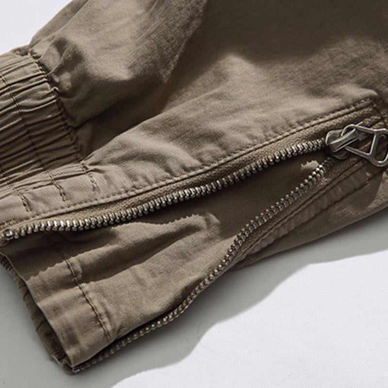 Pantalones Cargo Vintage de Cintura Elástica con Bolsillos Múltiples y Ajuste Holgado para Hombre