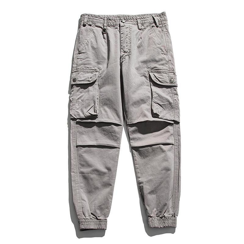 Pantalones Cargo de Algodón Vintage con Cierre para Hombre, Holgados y de Múltiples Bolsillos