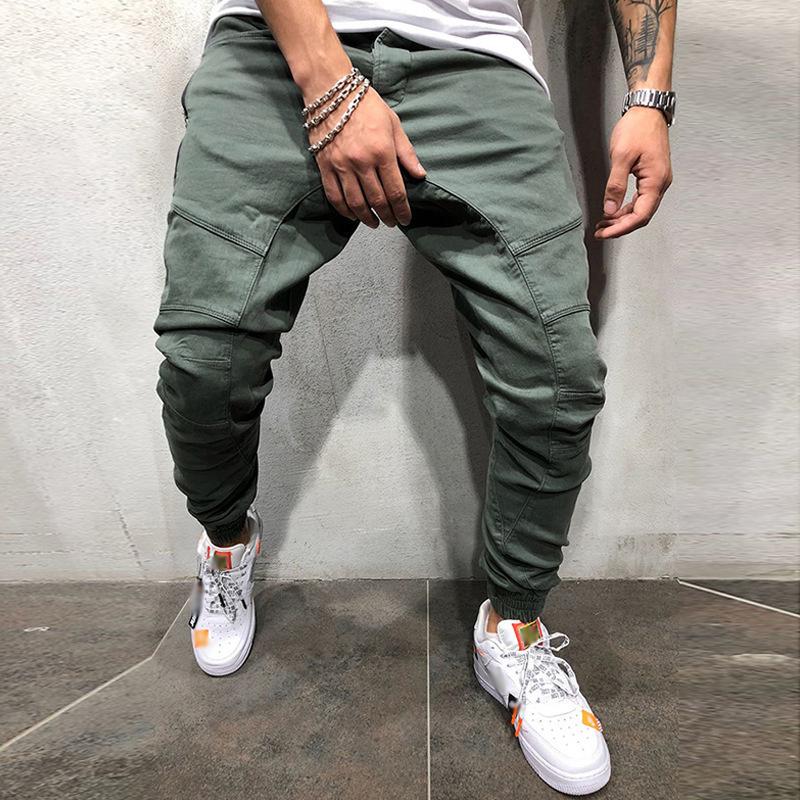 Men's Casual Solid Color Zipper Patchwork Cargo Pants 03833910Y