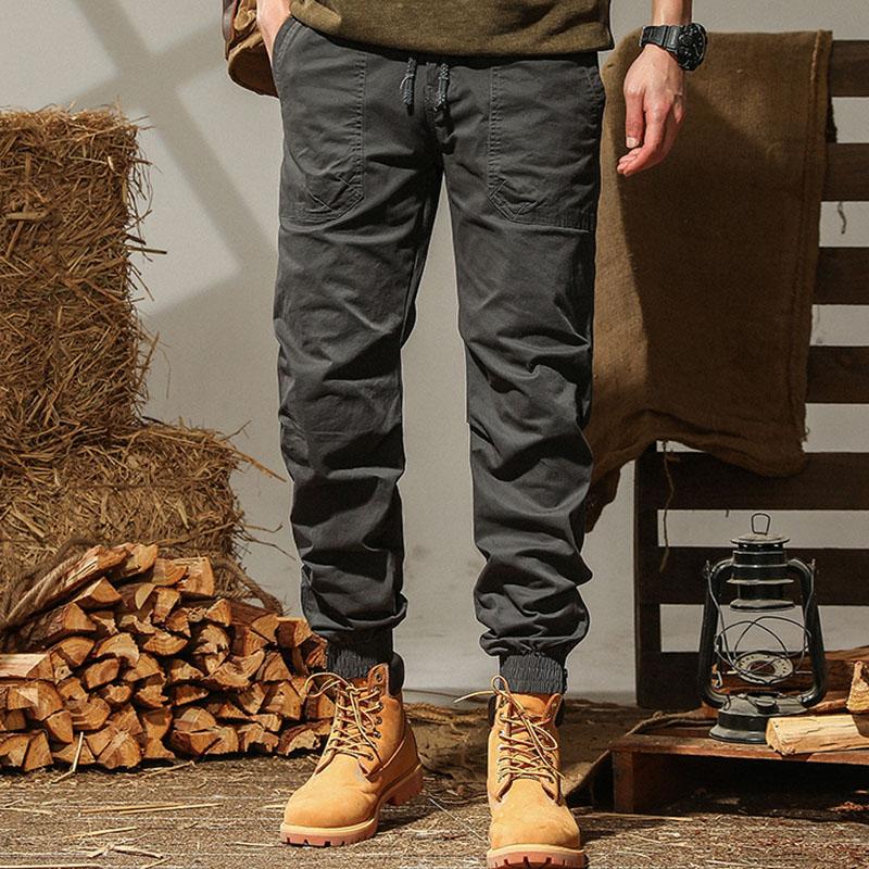 Pantalones Cargo Casuales de Algodón con Cintura Elástica, Bolsillos Múltiples y Ajuste Holgado para Hombre