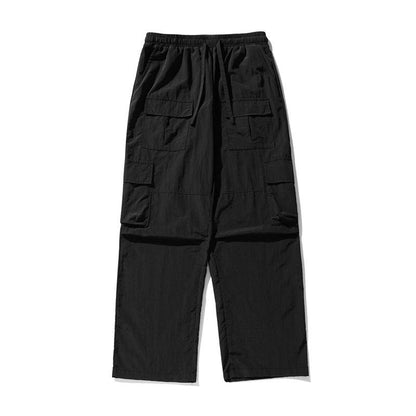 Men's Solid Loose Multi-pocket Elastic Waist Cargo Pants 73317666Z