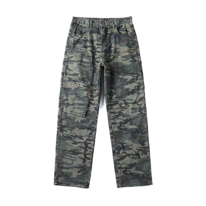 Men's Camouflage Stitching Straight Loose Casual Cargo Pants 48986329Z