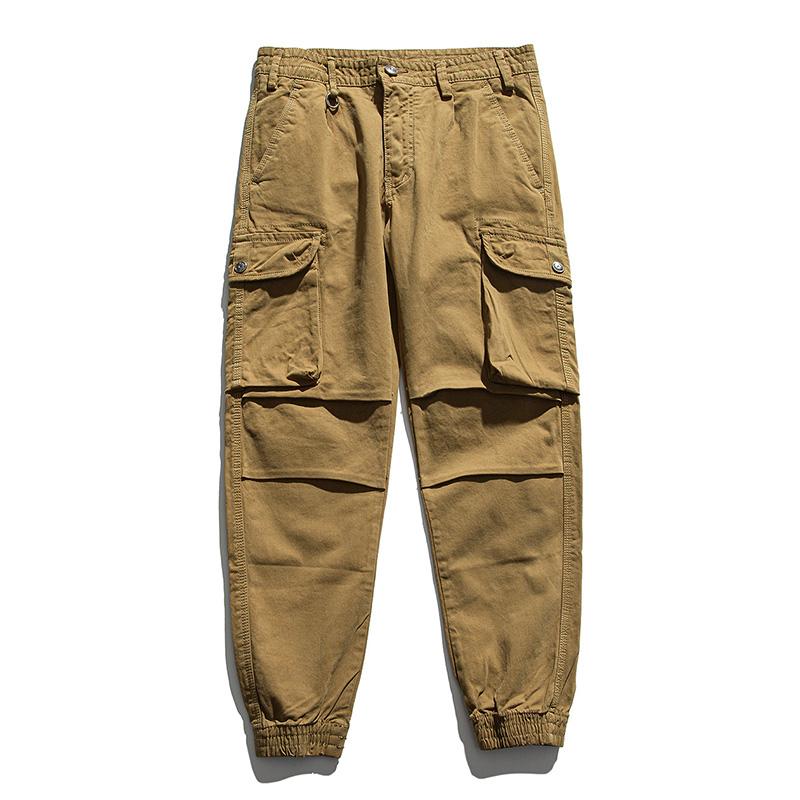 Pantalones Cargo de Algodón Vintage con Cierre para Hombre, Holgados y de Múltiples Bolsillos