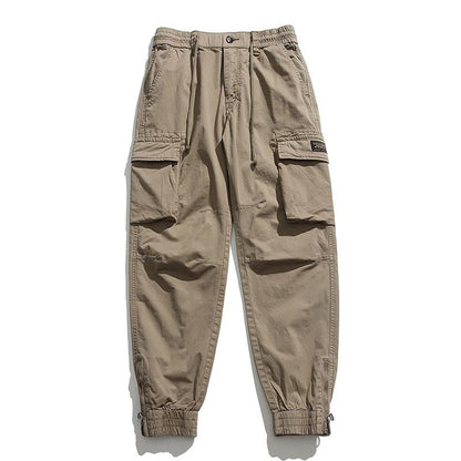 Pantalones Cargo Vintage de Cintura Elástica con Bolsillos Múltiples y Ajuste Holgado para Hombre