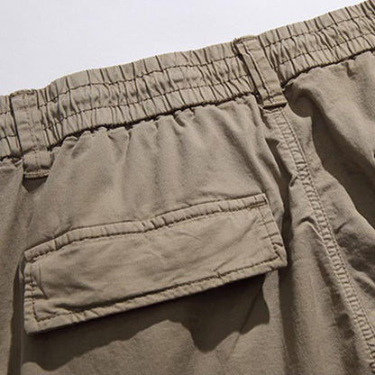 Pantalones Cargo Vintage de Cintura Elástica con Bolsillos Múltiples y Ajuste Holgado para Hombre