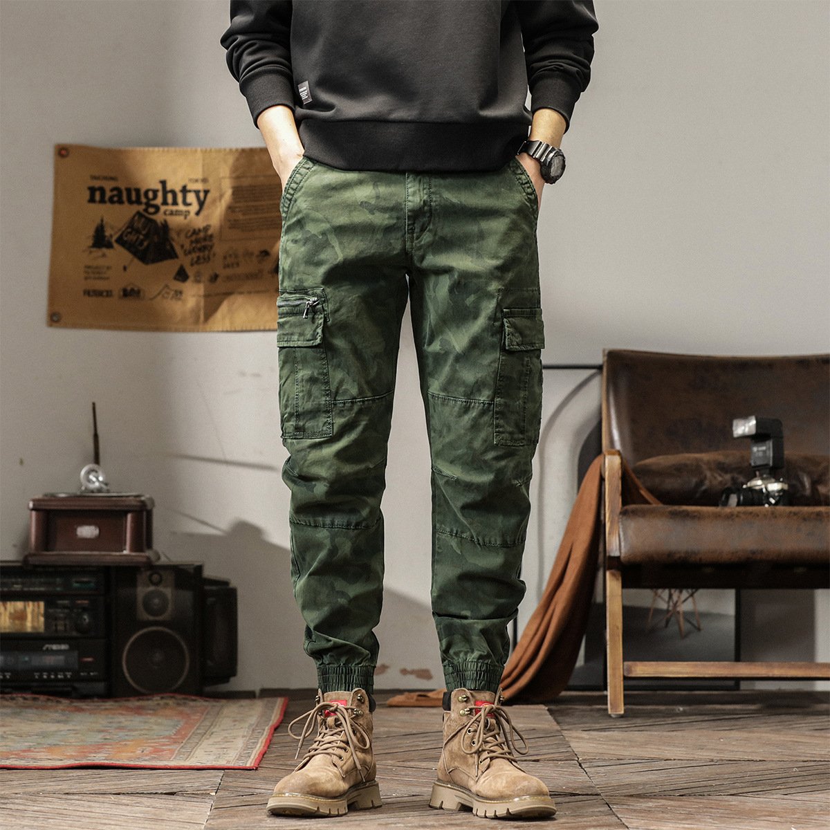 Men's Camo Multi-Pocket Casual Cargo Pants 26269234Z