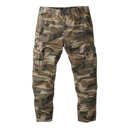 Men's Casual Outdoor Camouflage Cotton Straight Leg Cargo Pants 86405797M