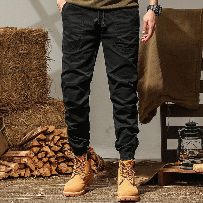 Pantalones Cargo Casuales de Algodón con Cintura Elástica, Bolsillos Múltiples y Ajuste Holgado para Hombre