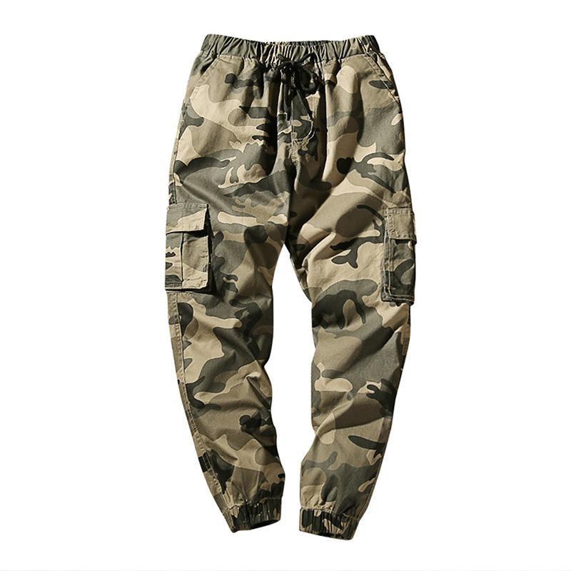 Men's Casual Outdoor Camouflage Loose Multi-Pocket Elastic Waist Overalls 25966053M