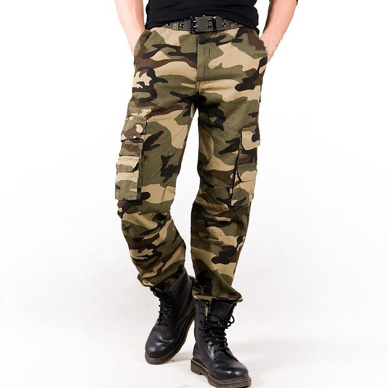 Men's Camouflage Multi-pocket Cotton Loose Cargo Pants 47117902Z