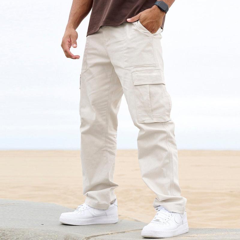 Men's Casual Solid Color Multi-Pocket Cargo Pants 39111426Y