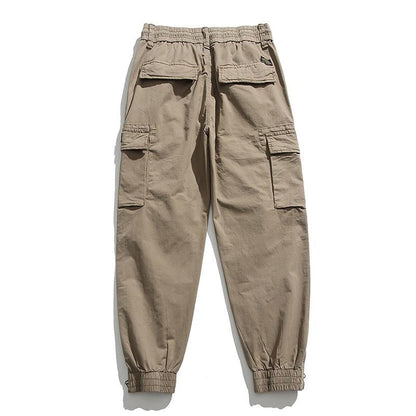 Pantalones Cargo Vintage de Cintura Elástica con Bolsillos Múltiples y Ajuste Holgado para Hombre