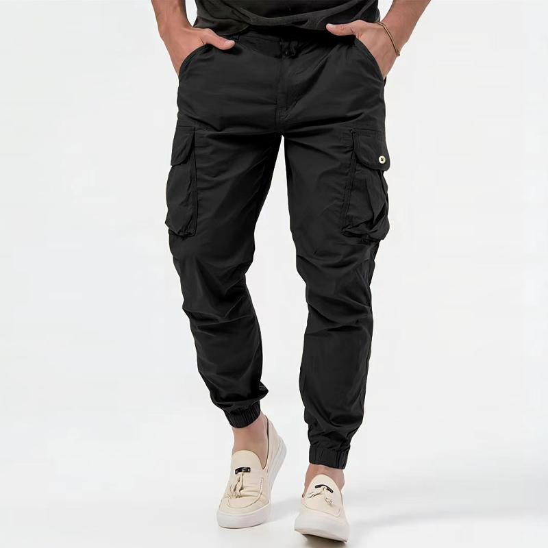 Pantalones Cargo para Hombre de Color Sólido con Bolsillos Tridimensionales