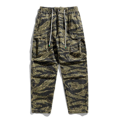 Men's Casual Outdoor Multi-Pocket Camouflage Straight Cargo Pants 49712038M