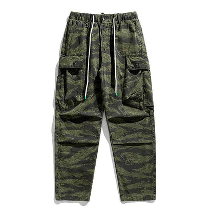 Men's Casual Outdoor Multi-Pocket Camouflage Straight Cargo Pants 49712038M