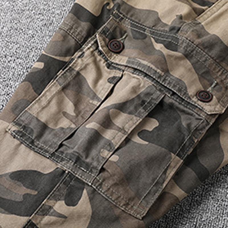 Men's Casual Outdoor Camouflage Cotton Straight Leg Cargo Pants 86405797M