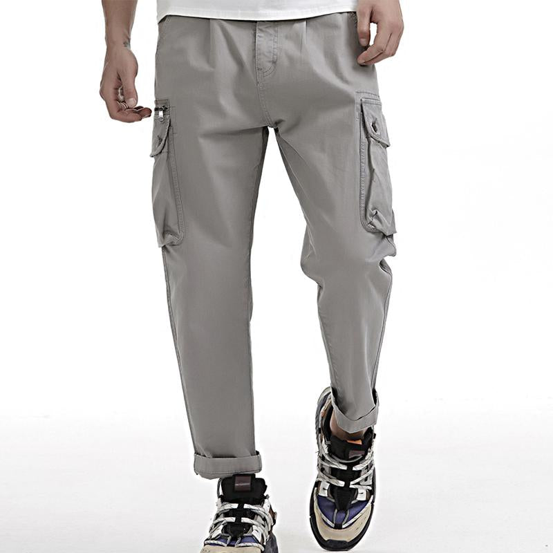 Men's Casual Outdoor Multi-Pocket Solid Color Cargo Pants 81100012M