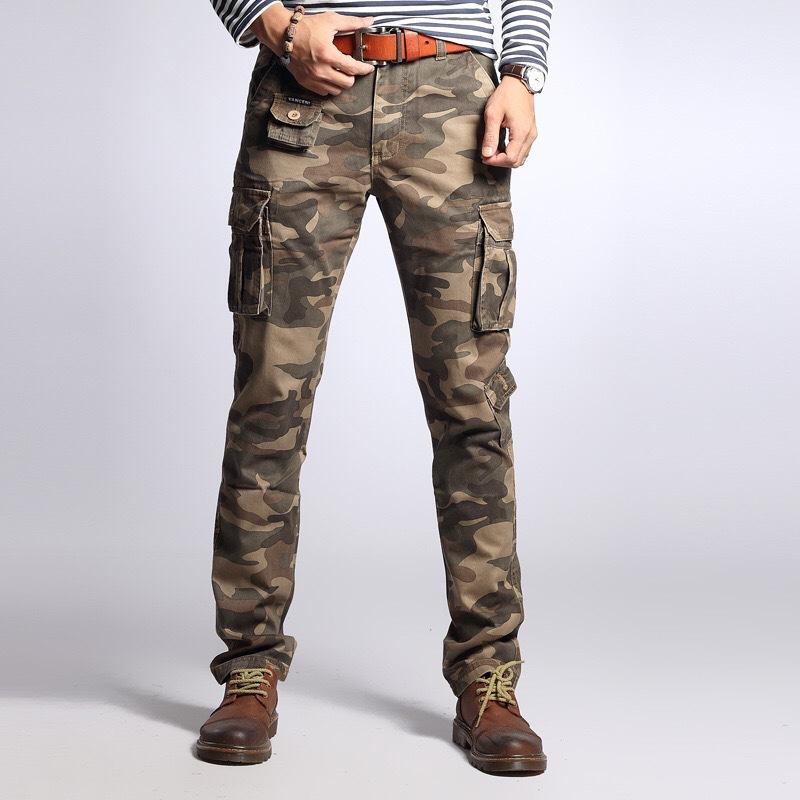 Men's Camouflage Multi-pocket Cotton Slim Cargo Pants 08327889Z