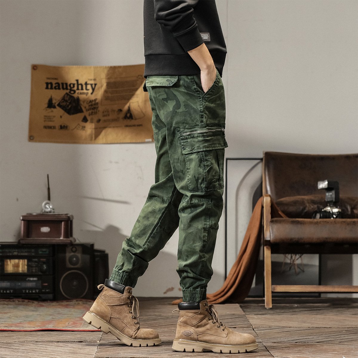 Men's Camo Multi-Pocket Casual Cargo Pants 26269234Z