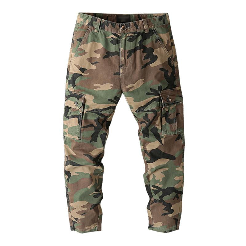 Men's Casual Outdoor Camouflage Cotton Straight Leg Cargo Pants 86405797M