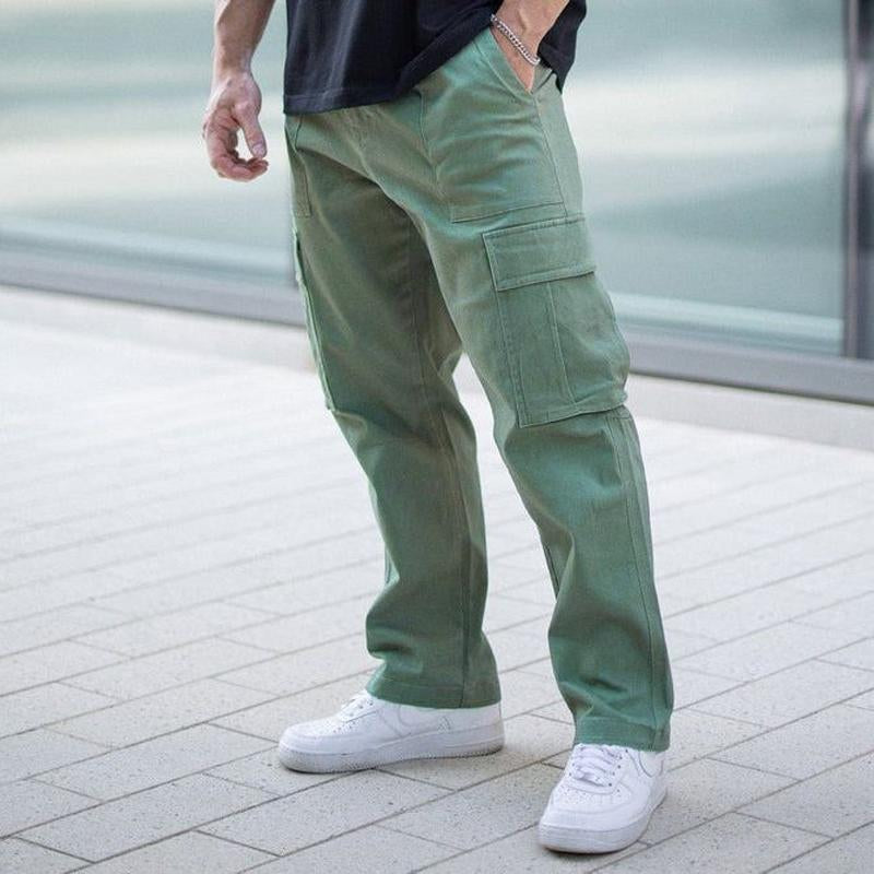 Men's Casual Solid Color Multi-Pocket Cargo Pants 39111426Y