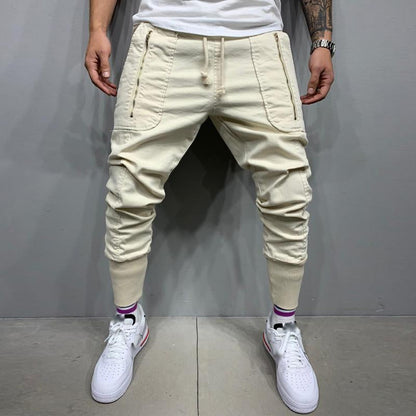 Men's Casual Solid Color Multi-Pocket Drawstring Cargo Pants 46039755Y