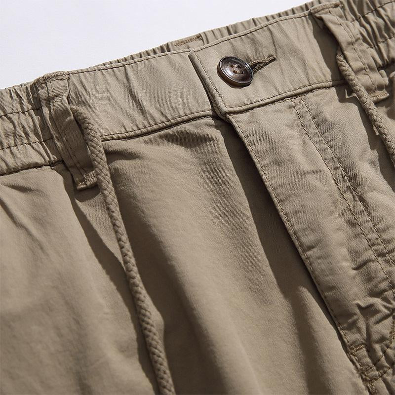 Pantalones Cargo Vintage de Cintura Elástica con Bolsillos Múltiples y Ajuste Holgado para Hombre