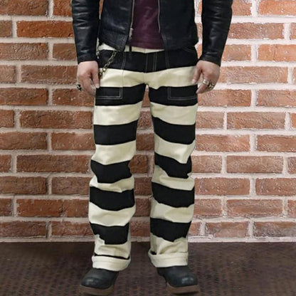 Pantalones Cargo Informales y Holgados para Hombre con Rayas de Motocicleta