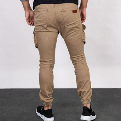 Pantalones Cargo Casuales para Hombre de Color Sólido con Bolsillos