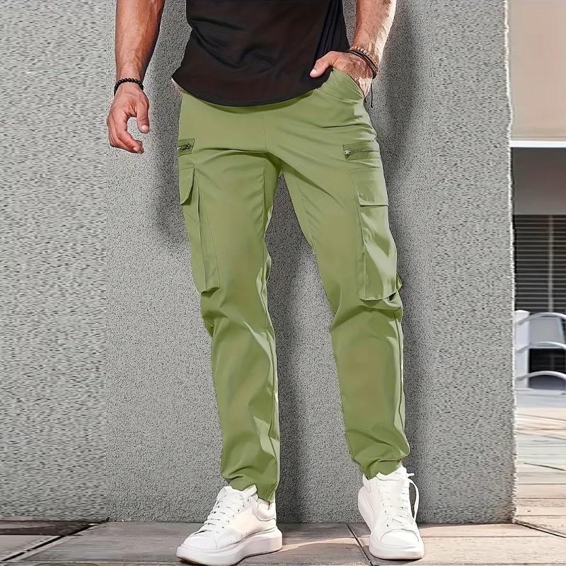 Men's Casual Solid Color Multi-Pocket Cargo Pants 65516134Y