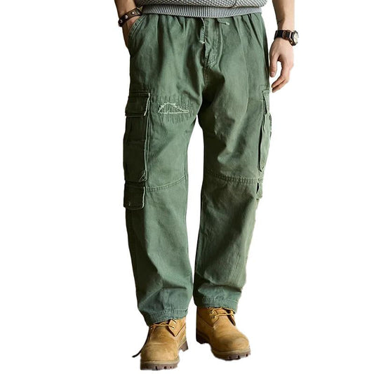 Men's Vintage Solid Color Multi-Pocket Cargo Pants 64054002Y