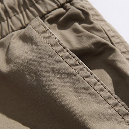 Pantalones Cargo Vintage de Cintura Elástica con Bolsillos Múltiples y Ajuste Holgado para Hombre