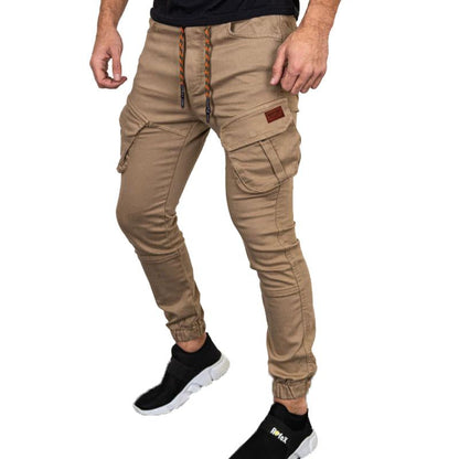 Pantalones Cargo Casuales para Hombre de Color Sólido con Bolsillos