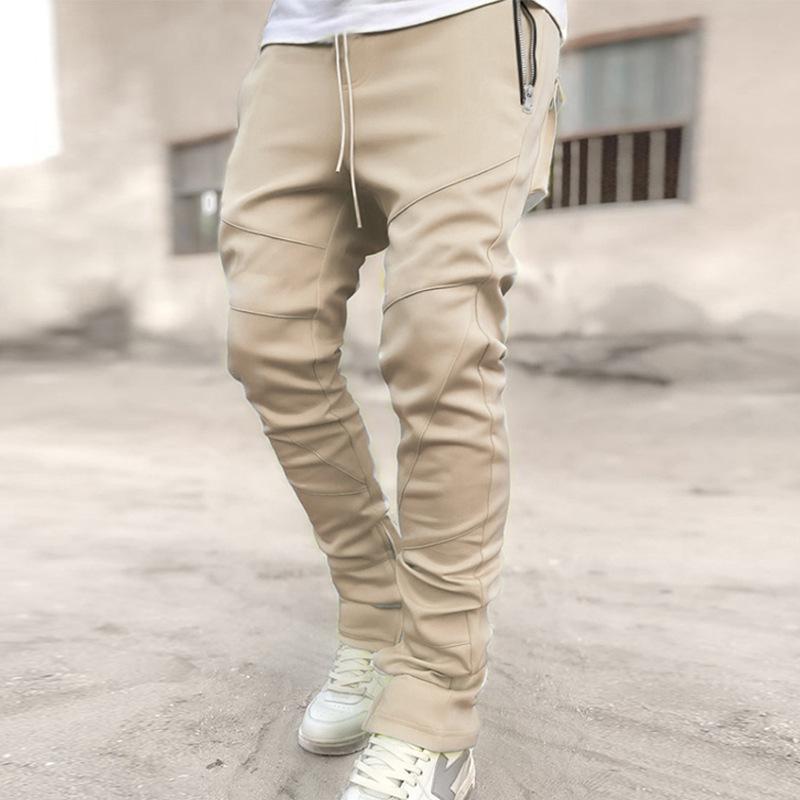 Men's Solid Multi-pocket Elastic Waist Cargo Pants 66459600Z