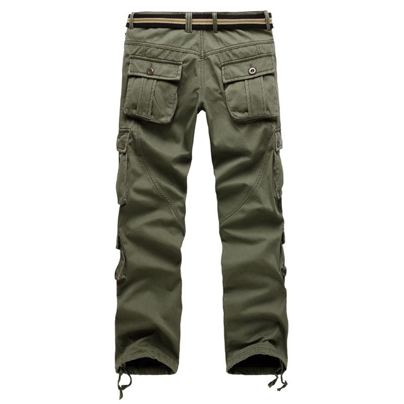 Pantalones Cargo para Hombre Gruesos de Color Sólido con Varios Bolsillos y Corte Holgado