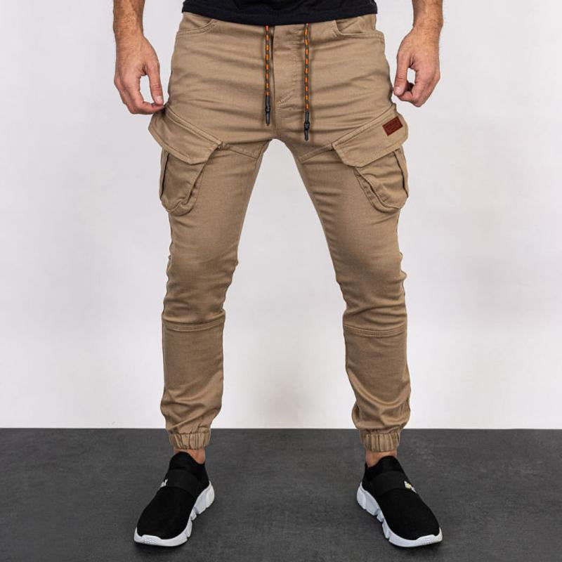 Pantalones Cargo Casuales para Hombre de Color Sólido con Bolsillos