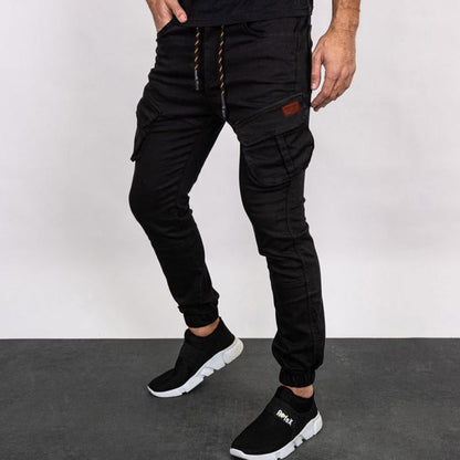 Pantalones Cargo Casuales para Hombre de Color Sólido con Bolsillos