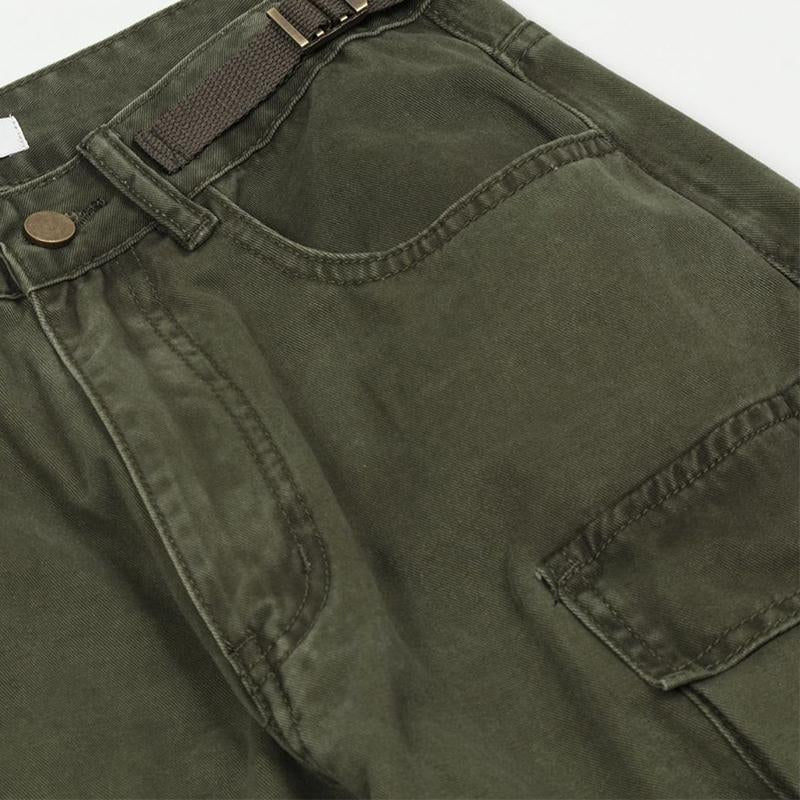 Men's Vintage Washed Loose Straight Multi-Pocket Cargo Pants 26247555M