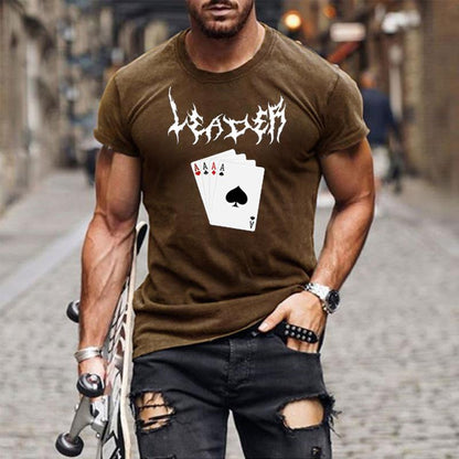 Camiseta de manga corta con cuello redondo y estampado gráfico de póquer