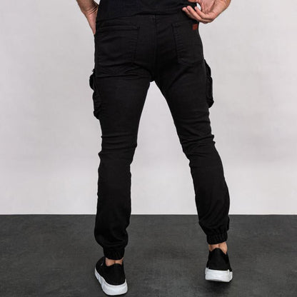 Pantalones Cargo Casuales para Hombre de Color Sólido con Bolsillos