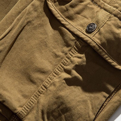 Pantalones Cargo de Algodón Vintage con Cierre para Hombre, Holgados y de Múltiples Bolsillos