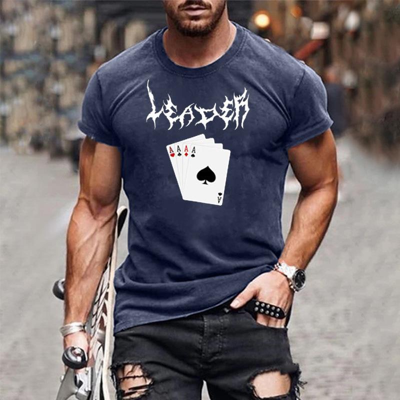 Camiseta de manga corta con cuello redondo y estampado gráfico de póquer