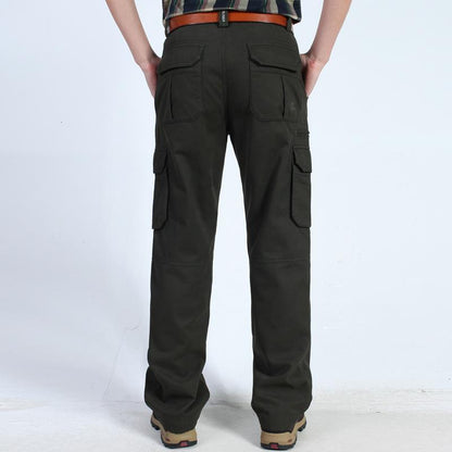 Men's Solid Plush Multi-pocket Cargo Pants 71272105Z