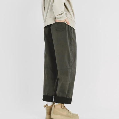 Pantalones Cargo Rectos y Holgados Vintage para Hombre con Múltiples Bolsillos